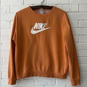 Nike Sportswear Club Fleece Crew Orange Sweatshirt White Nike Logo Activewear